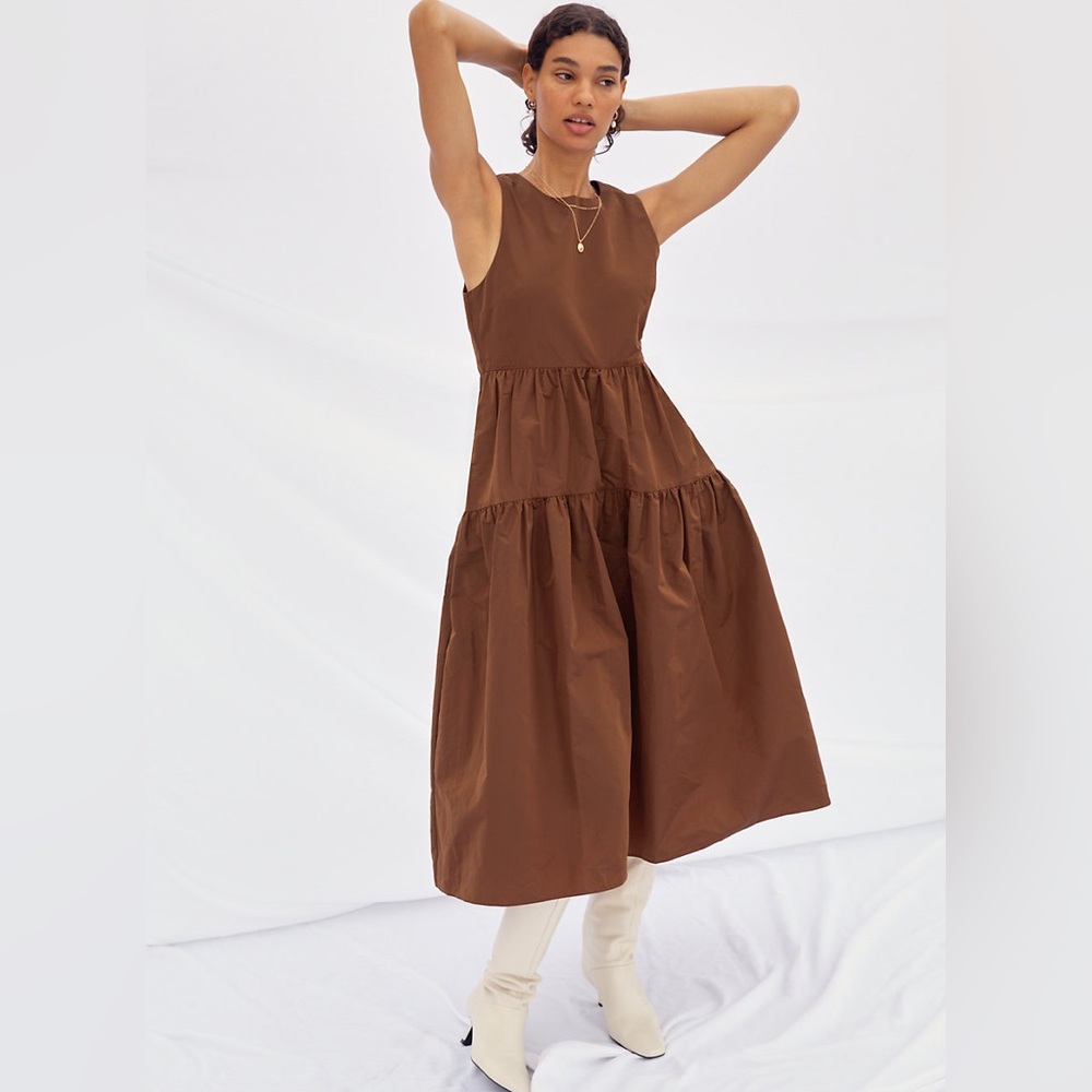 Wilfred Mescal Dress size 4 EUC brown taffeta dress